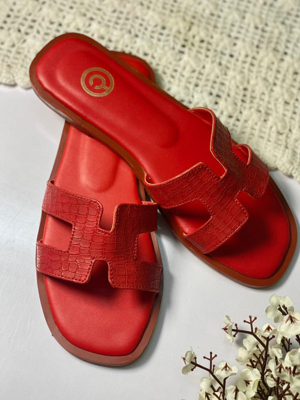 Croco Print H Slides | 50% Off