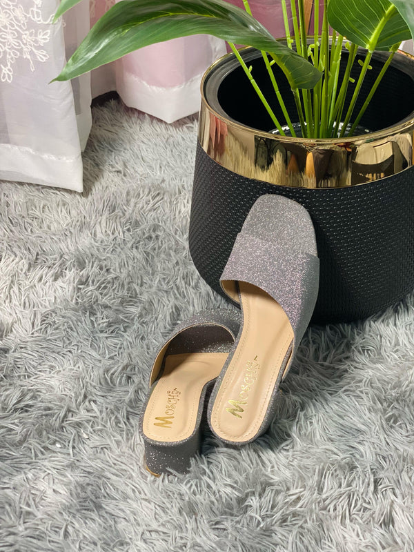 Shimmer Walk Heels | Silver Mist